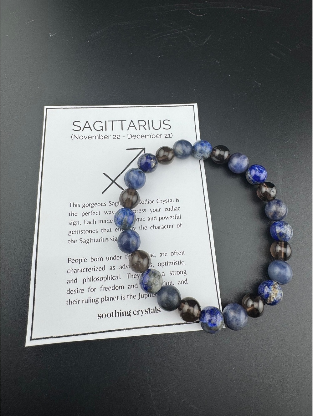 Sagittarius Zodiac Bracelet-Amethyst-Smokey Quartz-Sodalite